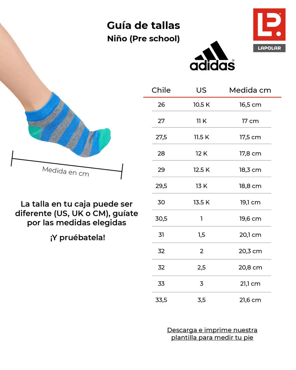 Tabla de Talles de Botines Adidas Niños - Qué talla es 6k en niños tabla de talles de botines adidas niños - Qué talla es 6k en niños